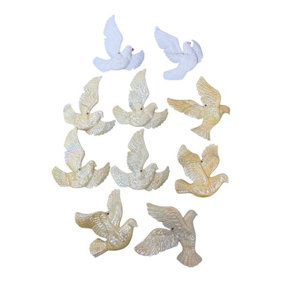 Set Of 10 Silvestri Vintage Iridescent & White Dove Ornaments 4 Christmas Tree - Picture 5 of 7